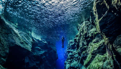 Diving in the Silfra fissure, Iceland